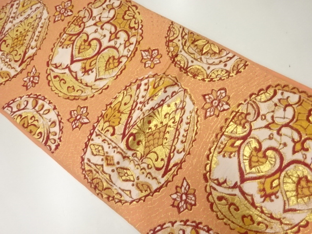 JAPANESE KIMONO / ANTIQUE FUKURO OBI / WOVEN ABSTRACT FLOWERS